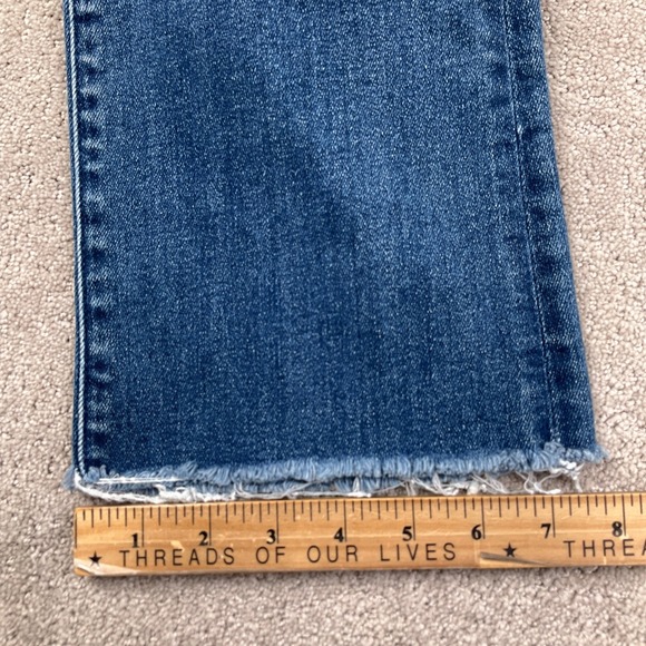 MOTHER Jeans Womens 28 Blue Insider Ankle Fray Sweet Lime Cropped Flare USA VTG - Picture 12 of 15